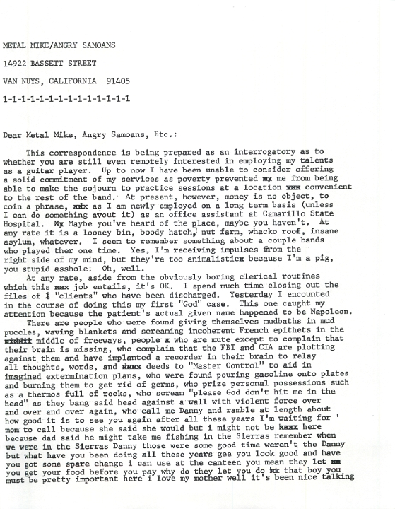 1979-06-24 - P.J. Galligan's Job Application as Lead Guitarist for the ANGRY SAMOANS to Metal Mike Saunders Page 2